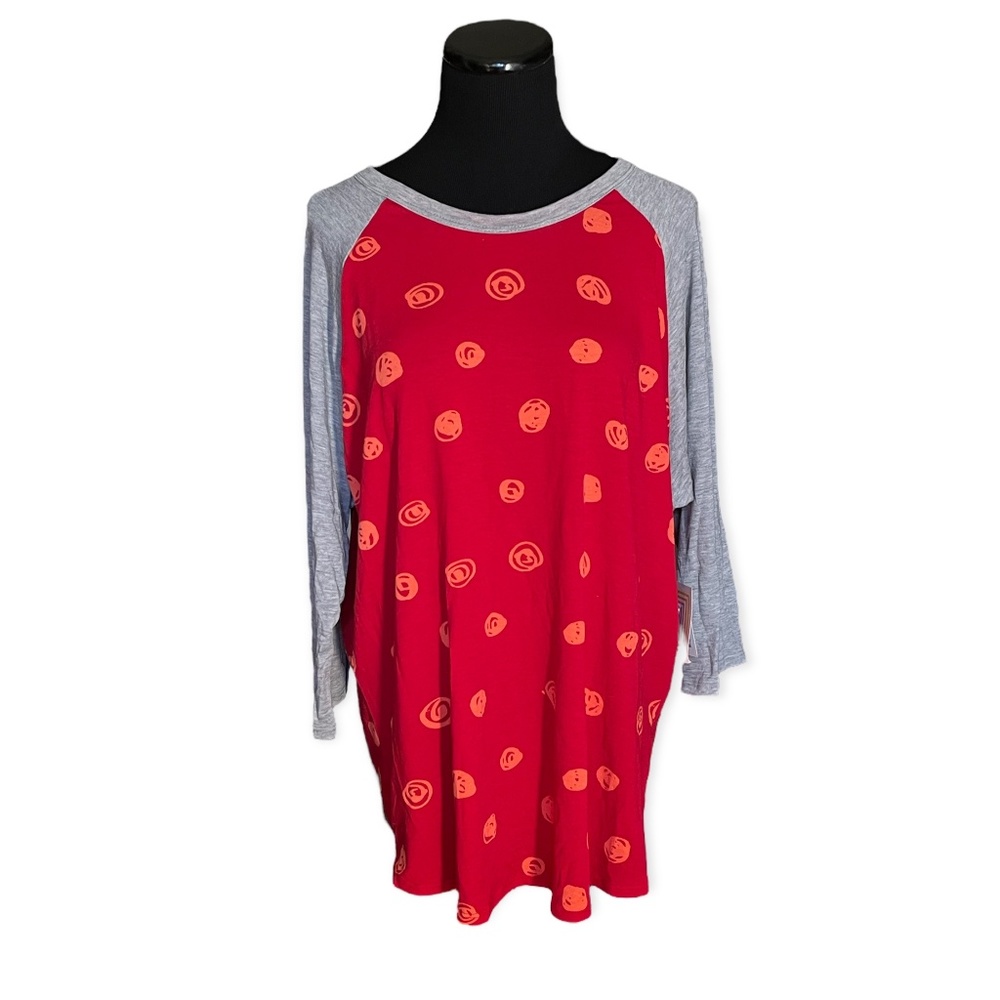 3XL LuLaRoe Randy NEW Adorable Scribbled Polka Dot Raglan Sleeved XXXLarge 26-28